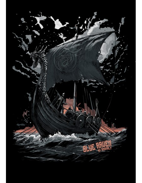 Détail du visuel T-shirt viking Blue Raven Drakkar Détail du visuel T-shirt viking Blue Raven Drakkar