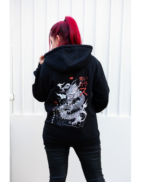 Détail du visuel sweat japonais Blue Raven Dragon Détail du visuel sweat japonais Blue Raven Dragon
