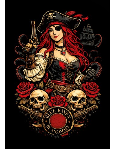 T-shirt Femme Blue Raven Pirate Blue Raven By Anomaly