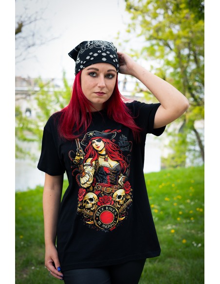 Détail du visuel t-shirt gothique Blue Raven Pirate Détail du visuel t-shirt gothique Blue Raven Pirate