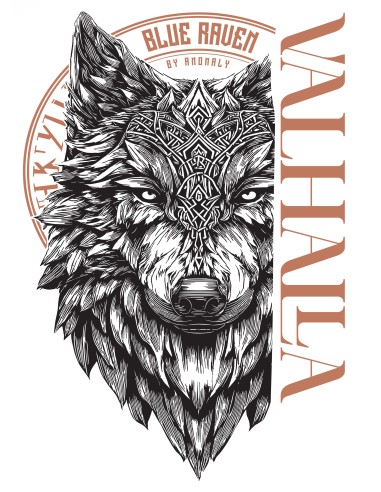 Détail du visuel t-shirt gothique Blue Raven Sköll Blanc