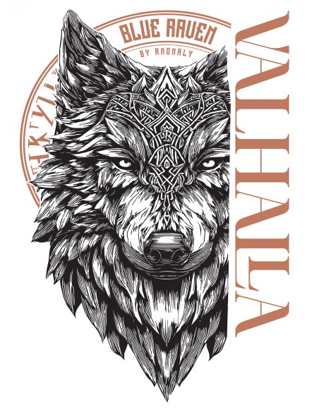 Détail du visuel t-shirt gothique Blue Raven Sköll Blanc