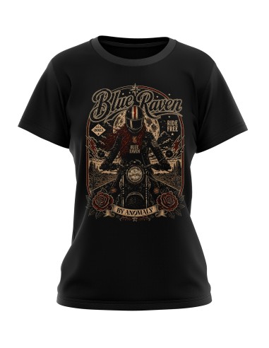 T-shirt Biker Femme Blue Raven Moto Vintage Blue Raven By Anomaly