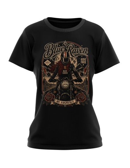 T-shirt Biker Femme Blue Raven Moto Vintage Blue Raven By Anomaly