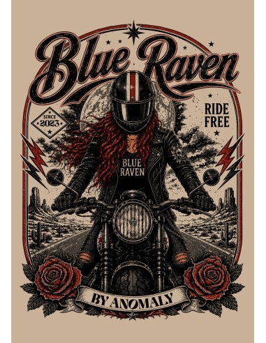 Détail du visuel t-shirt biker Blue Raven Moto Beige