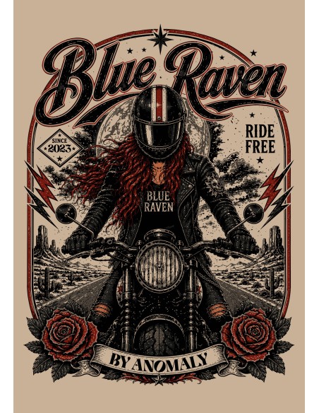 Détail du visuel t-shirt biker Blue Raven Moto Beige