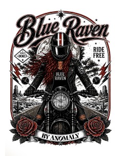 t-shirt biker Blue Raven Moto Blanc 2