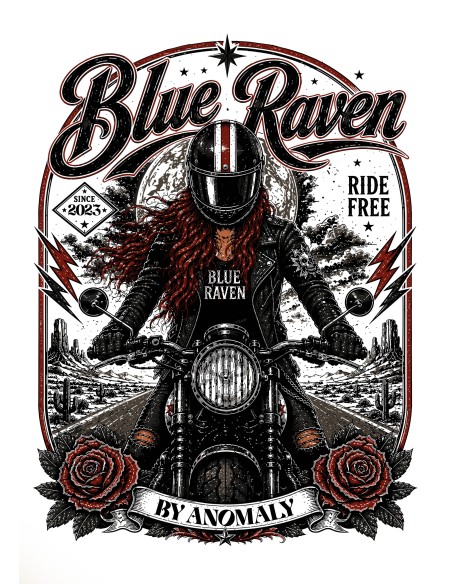 détail du visuel t-shirt biker Blue Raven Motard détail du visuel t-shirt biker Blue Raven Motard