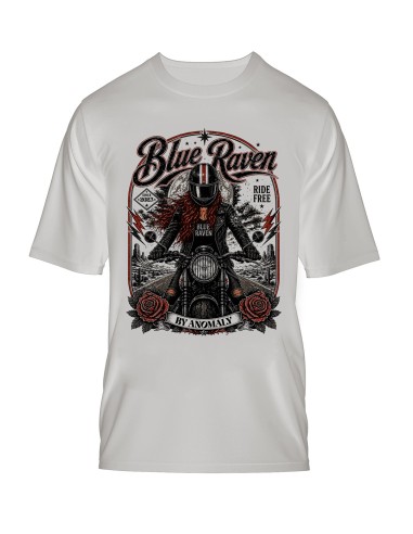 t-shirt biker Blue Raven Moto Blanc