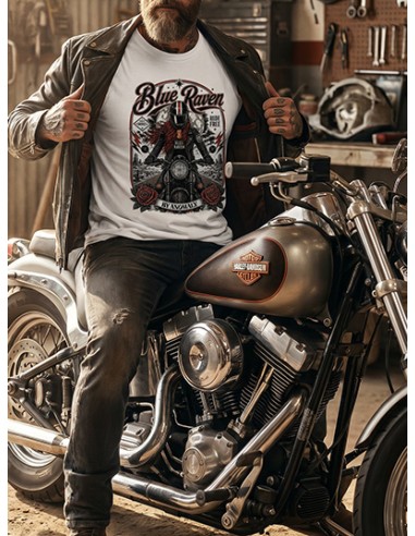 t-shirt biker Blue Raven Moto vintage