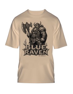T-shirt Beige Blue Raven Guerrier Nain Brise-Fer