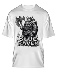 T-shirt Blanc Blue Raven Guerrier Nain Brise-Fer