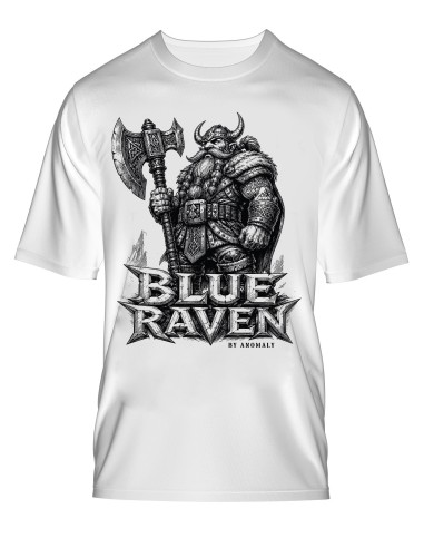 T-shirt Blanc Blue Raven Guerrier Nain Brise-Fer Blue Raven By Anomaly