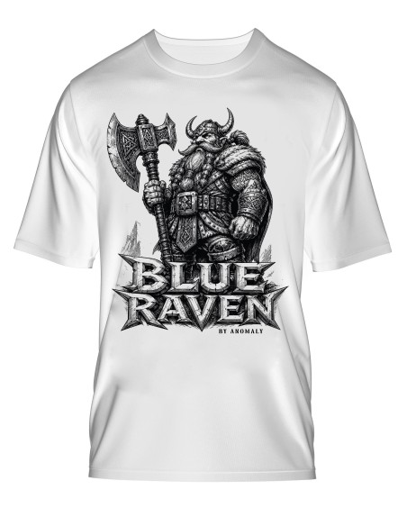 T-shirt Blanc Blue Raven Guerrier Nain Brise-Fer Blue Raven By Anomaly