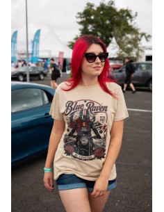 T-shirt Biker Blue Raven Moto Vintage Beige 2