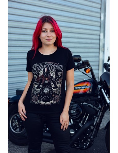 T-shirt Biker Femme Blue Raven Moto Vintage Blue Raven By Anomaly