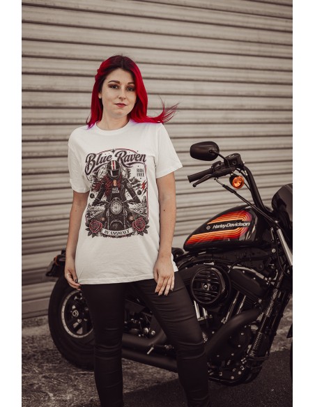 T-shirt Biker Blue Raven Moto Vintage Blanc Blue Raven By Anomaly T-shirt Biker Blue Raven Moto Vintage Blanc Blue Raven By Anomaly