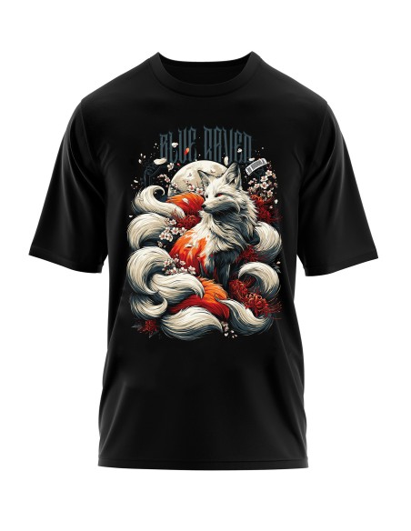 T-shirt Japon Blue Raven Kitsune Blue Raven By Anomaly
