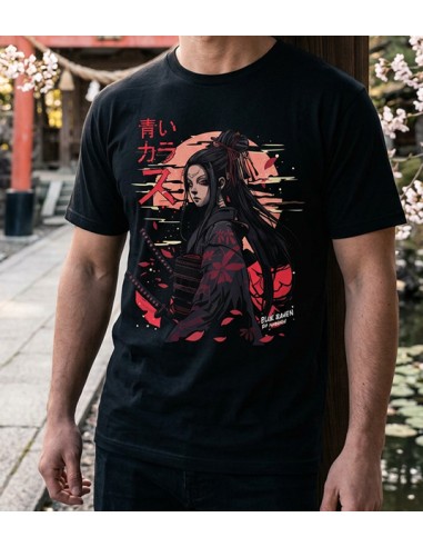 T-shirt Japon Blue Raven Sakura Blue Raven By Anomaly