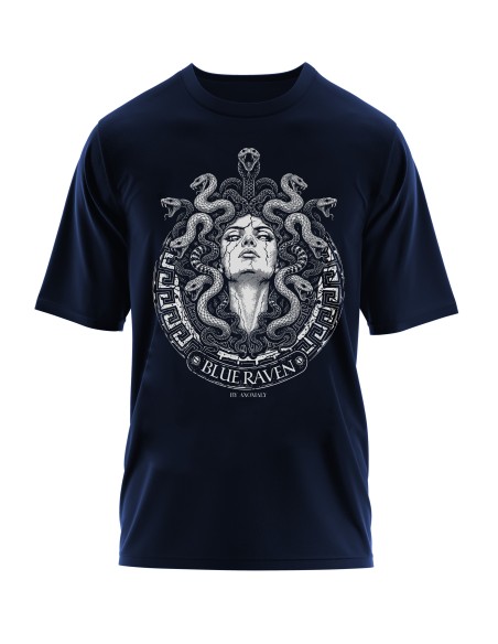 T-shirt Mythologie Blue Raven Médusa Navy Blue Blue Raven By Anomaly