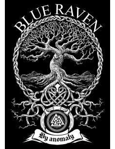 T-shirt Viking Blue Raven Yggdrasil Navy Blue 2