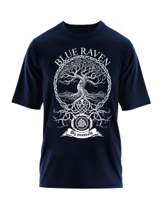 T-shirt Viking Blue Raven Yggdrasil Navy Blue