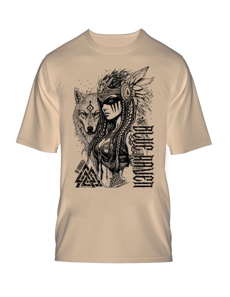 T-shirt Viking Daughter of Valhalla Beige Blue Raven By Anomaly