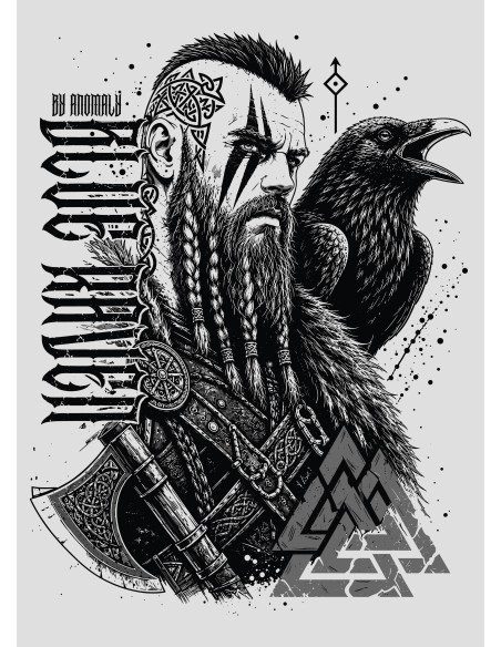 T-shirt Viking Son of Valhalla Beige Blue Raven By Anomaly
