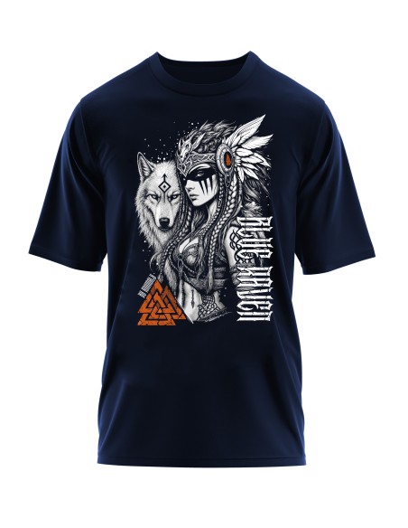 T-shirt Viking Daughter of Valhalla Navy Blue Blue Raven By Anomaly
