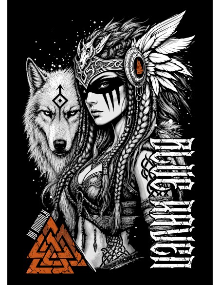 T-shirt Viking Daughter of Valhalla Navy Blue Blue Raven By Anomaly