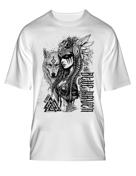 T-shirt Viking Daughter of Valhalla Blanc Blue Raven By Anomaly