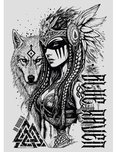 T-shirt Viking Daughter of Valhalla Blanc Blue Raven By Anomaly