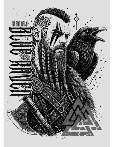 T-shirt Viking Son of Valhalla Blanc Blue Raven By Anomaly