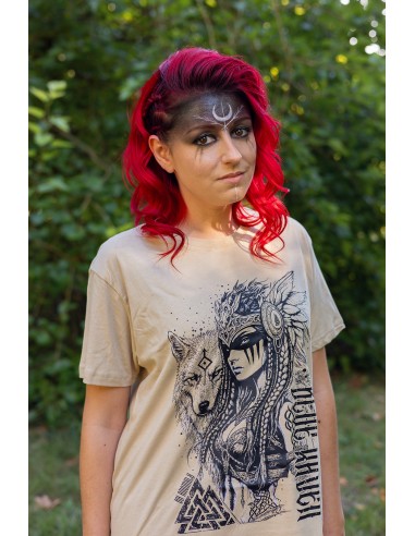T-shirt Viking Daughter of Valhalla Beige Blue Raven By Anomaly
