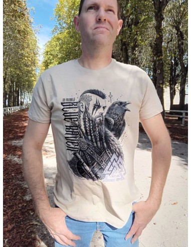 T-shirt Viking Son of Valhalla Beige Blue Raven By Anomaly