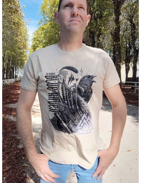 T-shirt Viking Son of Valhalla Beige Blue Raven By Anomaly