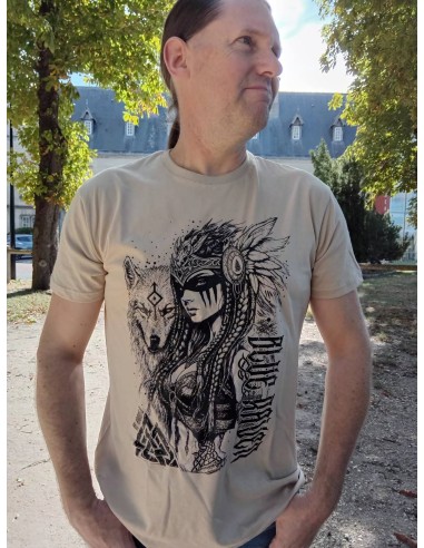 T-shirt Viking Daughter of Valhalla Beige Blue Raven By Anomaly