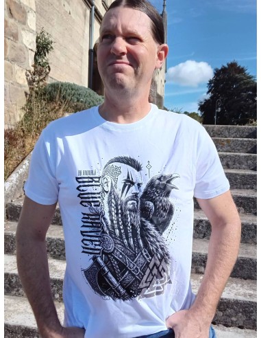 T-shirt Viking Son of Valhalla Blanc Blue Raven By Anomaly