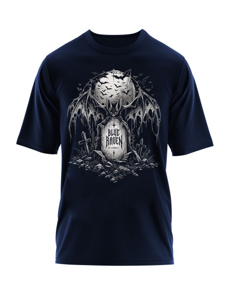 T-shirt Gothique Night Creature Navy Blue Blue Raven By Anomaly