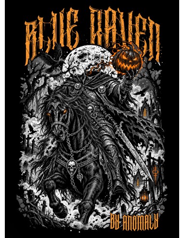 T-shirt Gothique Headless Horseman Navy Blue Blue Raven By Anomaly