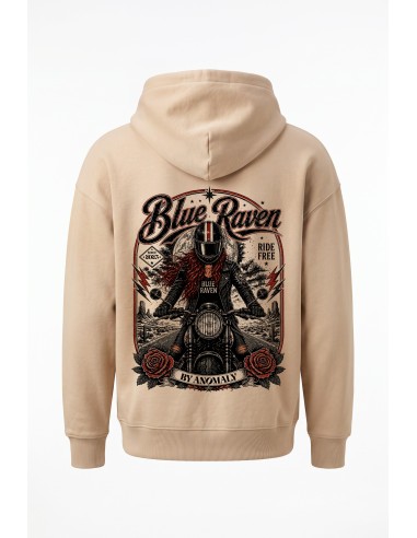 Sweat Alternatif Moto Vintage Beige Blue Raven By Anomaly